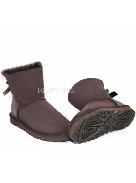 Женские мини угги с бантиками Mini Bailey Bow II Chocolate