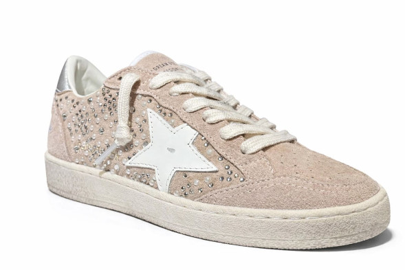 Женские кеды Golden Goose Rhinestones Suede Beige
