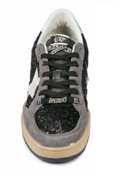 Женские кеды Golden Goose Ball Star Black Glitter Grey White