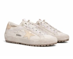 Golden Goose Super-Star Ski in Light Gray Nylon With Metallic Star