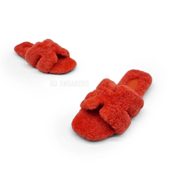 Женские сандалии Hermes Flip-flops Wool Orange