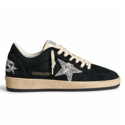 Golden Goose Ball Star in Green suede with Silver glitter star