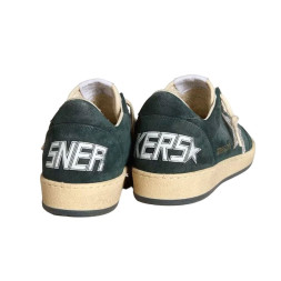 Golden Goose Ball Star in Green suede with Silver glitter star