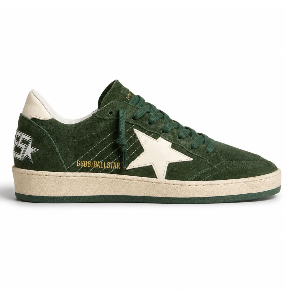 Унисекс кеды Golden Goose Ball Star Green suede with White leather star and White heel tab