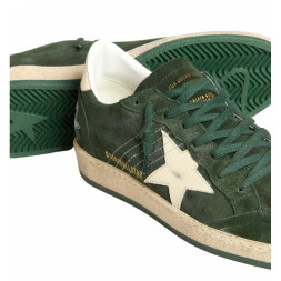 Golden Goose Ball Star Green suede with White leather star and White heel tab